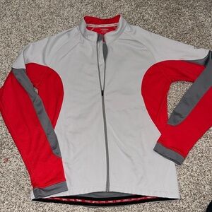 Trek Thermatec Sports Women’s XL Zip Jacket Silver Red Gray Zip Back Pockets